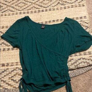 SHEIN Green Wrap Tie Front Crop Top